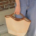 Piped Fabric Tote Bag Beige - One Size