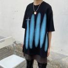 Color-block Letter Print Short-sleeve T-shirt