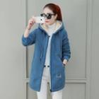 Letter Embroidered Faux Shearling Hooded Zip Jacket / Undershorts