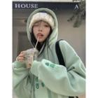 Printed Oversized Hoodie Green - One Size