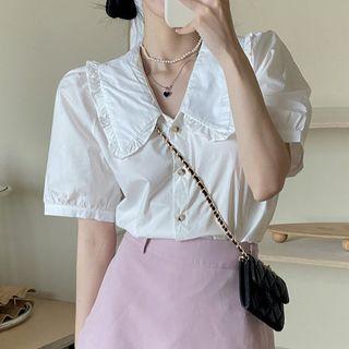 Puff-sleeve Peter Pan-collar Blouse