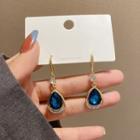 Waterdrop Fish Hook Earring A399 - 1 Pair - Gold & Blue - One Size
