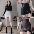 Faux Leather Asymmetrical Pencil Skirt