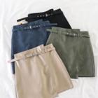 Faux Leather High-waist Skirt