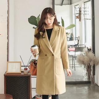 Lapelled Double-breasted Dual-pocket Coat