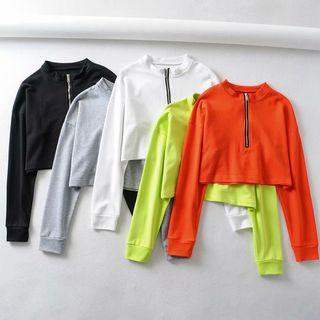 Zip Front Cropped Sweatshirt