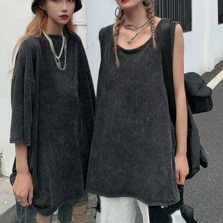 3/4-sleeve Oversized T-shirt / Tank Top
