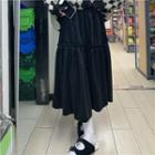 High-waist Plain Velvet Skirt Skirt - Black - One Size