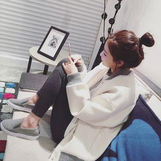 Buttoned Fleece Baseball Jacket