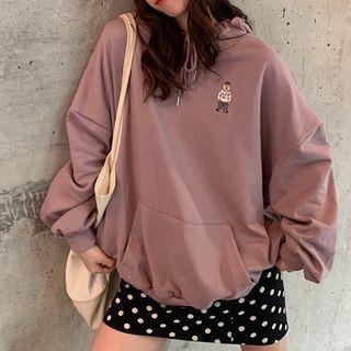 Bear Embroidered Oversized Hoodie