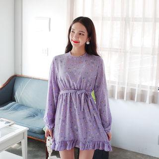 Floral Print Frill-trim Dress