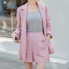 Set: Double-breasted Linen Jacket + Band-waist Short