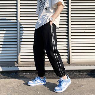 Stripe Trim Lettering Sweatpants