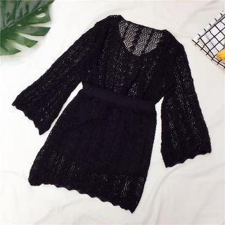 Set: Open Knit Sweater + Knit Skirt