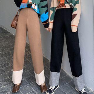 High-waist Color Block Knit Pants