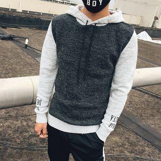 Contrast-color Hooded Knit Top
