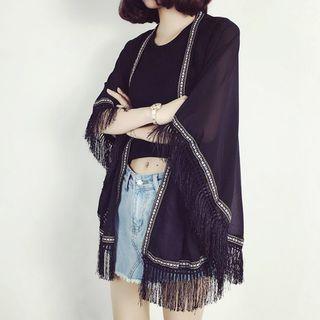 3/4-sleeve Fringed Jacket