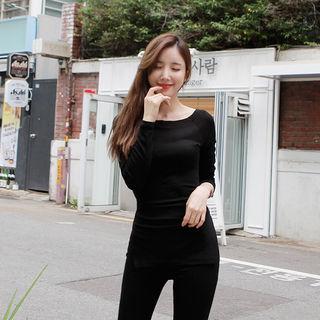 Set: Ribbed T-shirt + Boot-cut Pants