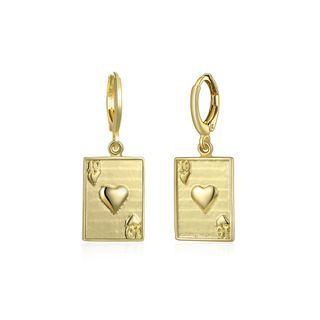 Fashion Simple Plated Gold Poker Number 10 Earrings Golden - One Size