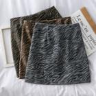 Zebra-print Woolen Mini Skirt