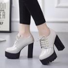 Block Heel Platform Lace Up Shoes
