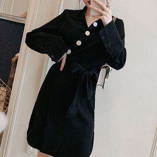 Asymmetric Tie-front A-line Shirtdress