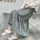 High-waist Velvet Pleated A-line Skirt