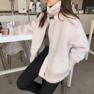 Belted-detail Faux-shearling Jacket With Belt