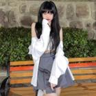 Plain Shirt / Camisole Top / Asymmetrical Mini A-line Skirt