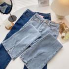 Plain High-waist Boot Cut Jeans