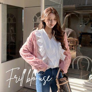 Button-up Frilled Blouse