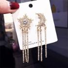 Non-matching Moon & Star Fringed Earring Gold - One Size