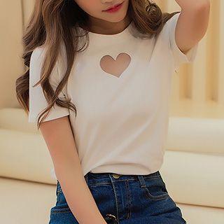 Heart Cutout Short-sleeved T-shirt