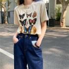 Butterfly Short-sleeve T-shirt Almond - One Size