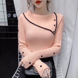 Long-sleeve Button-up Detail Knit Top