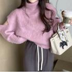 Turtleneck Cutout Sweater Pink - One Size