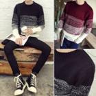 Color-block Round-neck Sweater