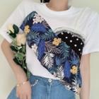Short-sleeve Embellished Mock Two-piece T-shirt