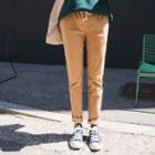 Drawstring-waist Faux-suede Tapered Pants