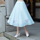 Embroidered Chiffon Midi A-line Skirt