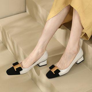 Chunky Heel Cap-toe Pumps