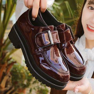 Velcro Strap Patent Platform Shoes