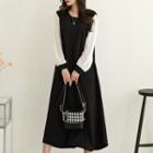 Chiffon-sleeve Long A-line Dress