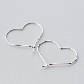 925 Sterling Silver Heart Hoop Earrings