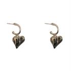 Heart Drop Earring 1 Pair - Drop Earring - S925silver - Gold & Black - One Size