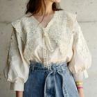 Sailor Collar Lace Blouse Almond - One Size