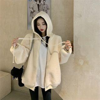 Plain Zipper Long-sleeve Fleece Jacket