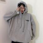 Lettering Long-sleeve Loose-fit Hoodie
