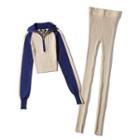 Set: Half-zip Knit Top + Leggings