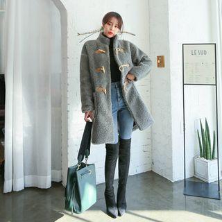 Stand-collar Sherpa-fleece Duffle Coat